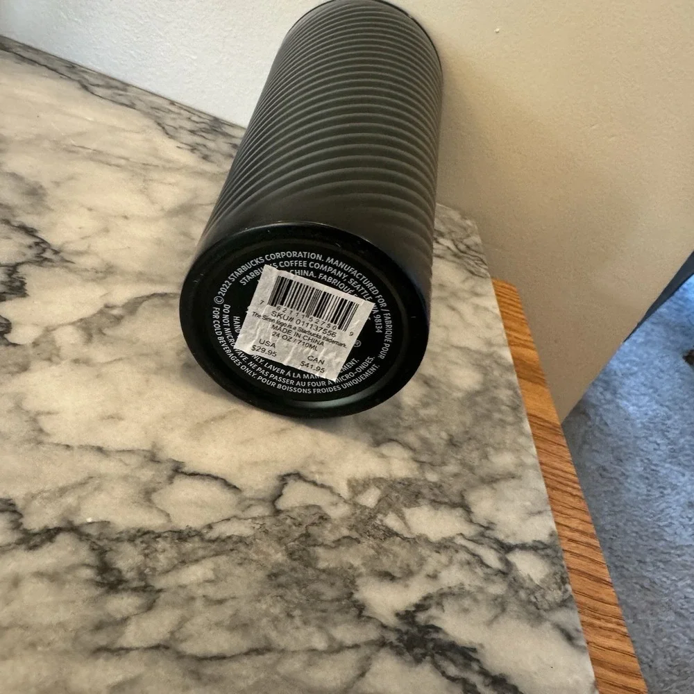 Starbucks Tumbler Dark Forest Green Metallic Spiral Texture- 24oz 2022